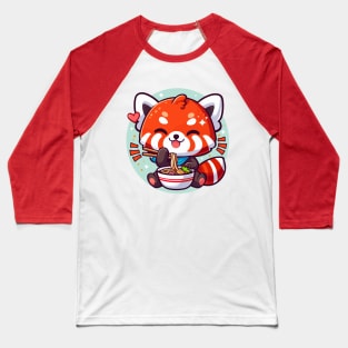 Red Panda Eating Ramen Noodle Kawaii Asian Food Lover Baseball T-Shirt